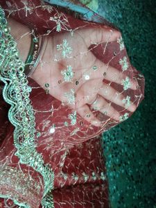 Red Embroidered Dupatta