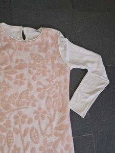White Sweater Fabric Long Till Knee Tshirt