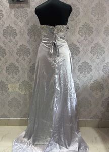 Elegant Silver Evening Gown