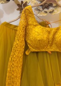 ruffle mustard lehenga