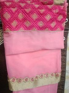 Pink Saree with Blouse