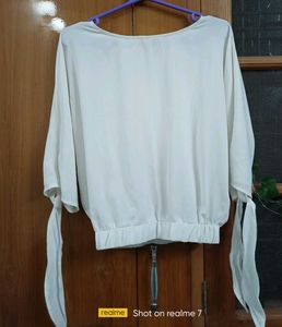 Round Neck Off White Crop Top