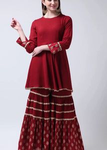 Maroon Sharara Suit