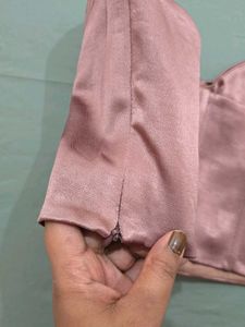 ZARA Light Pink Satin Corset Top