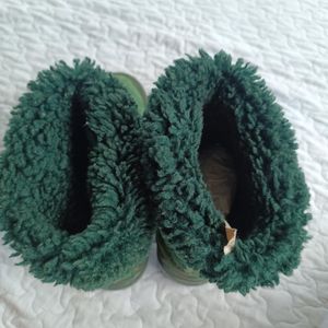 Ugg fur top forest green suede boots