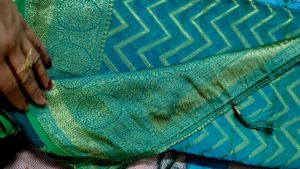 new dual shaded chiffon sea green saree