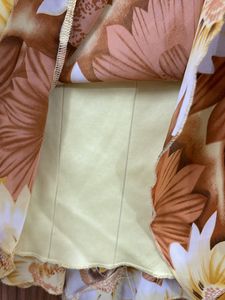 Floral Yellow And Brown Frill Skirt
