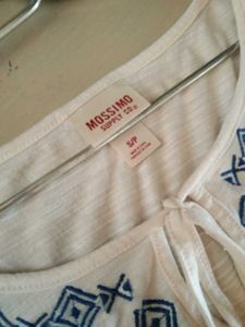 Mossimo Embroidered Tie-Neck Top