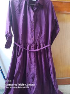 Purple Belted Shirt Dress