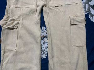 Tan Wide Leg Cargo Pants