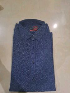 Peter England Navy Blue Party Wear Shirt