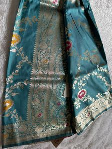 Elegant Teal Banarasi Dola Silk Saree❤️