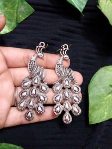 Antique Silver Peacock Earnings