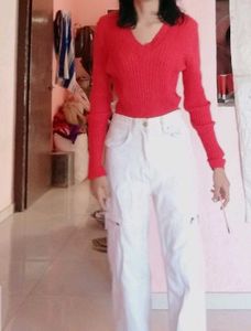 White Cut Out Jeans