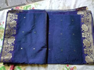 Blue Banarasi Silk Saree With Blose 36"