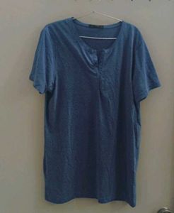 Blue Henley Tunic Top