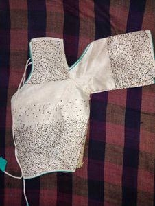 Creme Sequined cold Shoulder Blouse / Crop Top