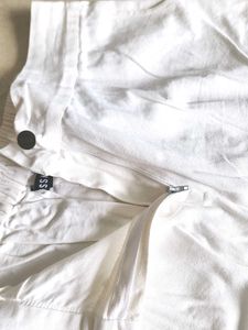 Women white twill parallel trousers