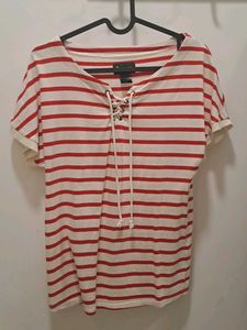 Red And White Stripped Tshirt