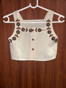 Floral Embroidered Crop Top