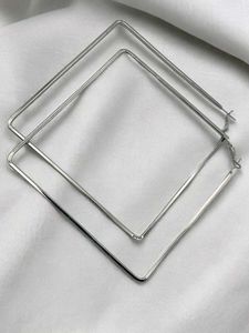 Big Square Hoop Earrings Silver