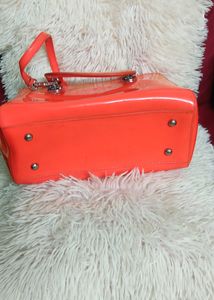 Orange Handbag With Side Belt With Red Heels👠