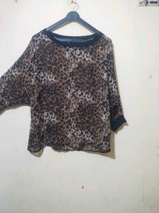 Leopard Print Sheer Top