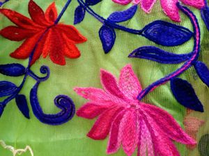 Green Floral Embroidered Skirt