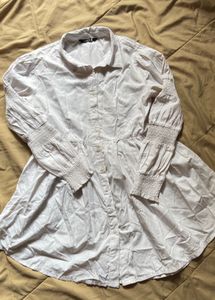 White Shirt Dress With Balloon Sleeves