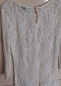 Girls White Top Net Type