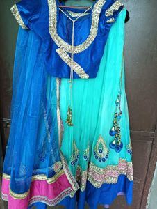 Blue &amp; Turquoise Lehenga Set