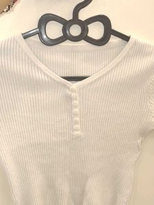 White Ribbed Crop Top