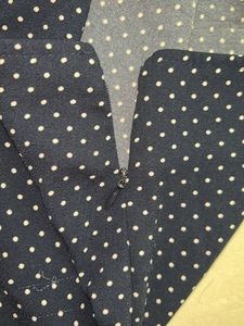Navy Blue Polka Dot Skirt with Frill Hem