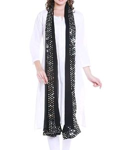 Black Chiffon Dupatta with Mirror work lace.