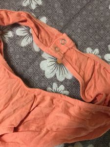 Peach Bodysuit Top Forever 21 Deep Back Side