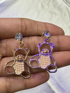 Cute Teddy Bear Necklace and Earring
