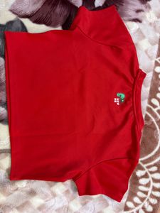 Red Graphic Crop Top