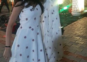 White Anarkali Suit With Dupatta