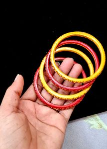 Red &amp; Yellow Bangles  Rajasthani Jaipuri  Chudiyan