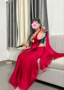 Elegant Maroon Saree+ stiched blouse