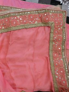 Price Drop 💧 Heavy Net Chiffon Saree + Blouse