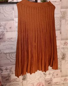 Rust Pleated Midi Skirt