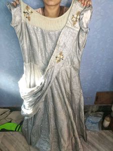 Elegant Silver Ethnic Gown