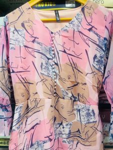 Elegant Pink Printed Dress