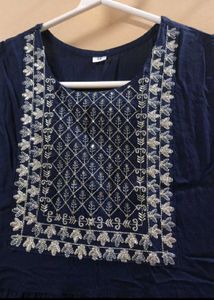 Elegant Navy Blue Embroidered Sharara Set