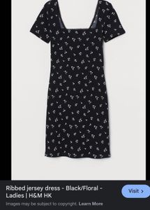 H&M Floral Ribbed Jersey Dress