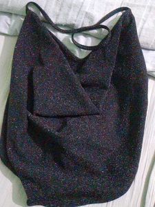 Lilac Wrap Crop Top + party wear shimmery to