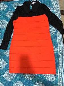 Annzo Orange N Black Dress