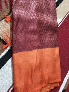 Elegant Maroon & Orange Saree