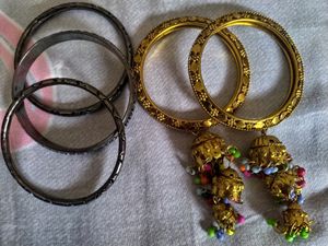 Malti And Silver Colour Bangles